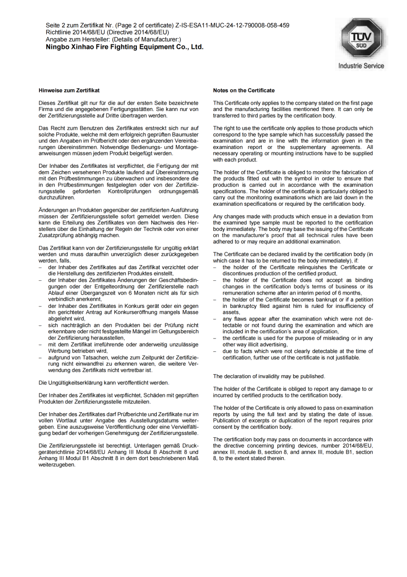 EU-type-examination Certificate EU-type-examination Certificate